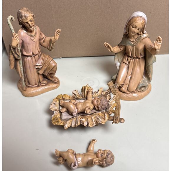 Vintage Depose Italy Nativity Set 10 Pc + Bonus Baby Jesus Hand Painted - Picture 7 of 8